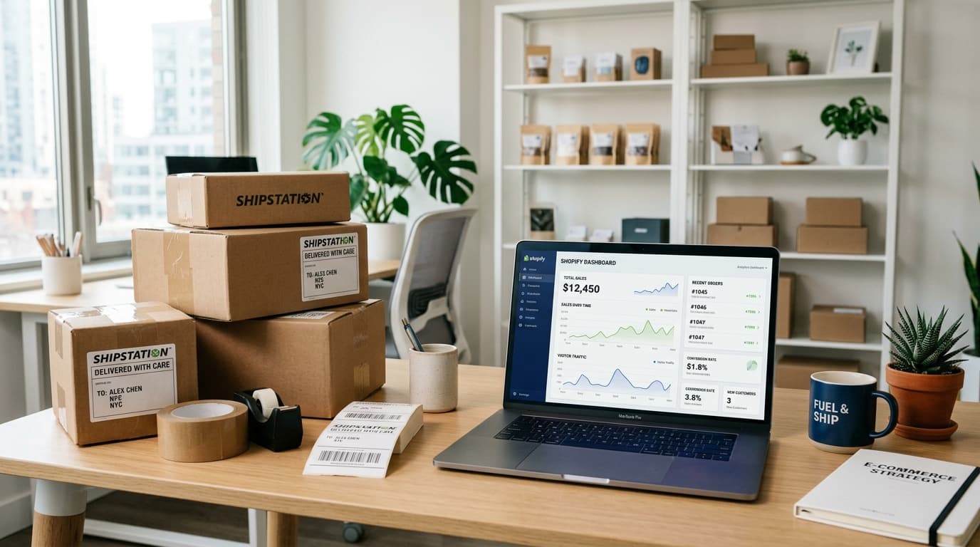 Online shopping ecommerce workspace and analytics dashboard